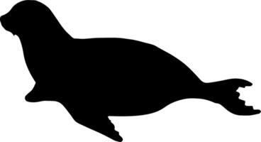 A black and white silhouette of a seal vector
