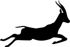 A black silhouette of a running antelope vector