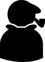 A silhouette of a man with a pipe and hat vector