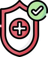 A shield with a cross and a tick vector