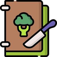A book with a knife and broccoli on it vector