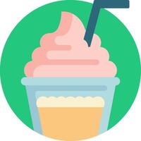 Ice cream with a straw in a cup vector