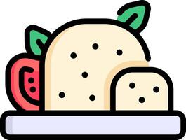 A slice of pizza with tomato slices on top vector