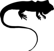 A black and white silhouette of a lizard vector
