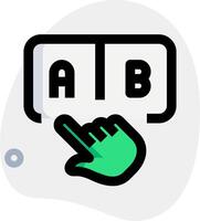 A hand is touching a button with the word abc vector