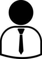 A black and white icon of a person wearing a tie vector