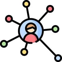 A person surrounded by circles and connected dots vector
