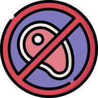 A no meat sign with a red circle and a pink circle vector