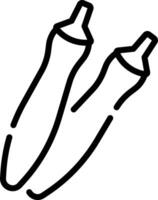 Two peppers in a line drawing on a white background vector