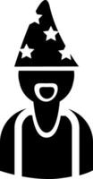 A black and white image of a man wearing a hat vector