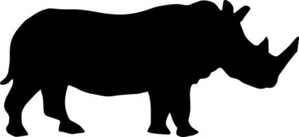 A rhino is silhouetted against a white background vector