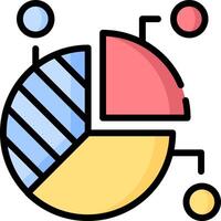 A pie chart icon with a circle and a line vector