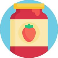 A jar of strawberry jam on a blue background vector