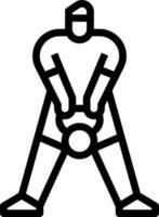 A black and white drawing of a man holding a ball vector