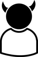 A black and white icon of a devil's head vector
