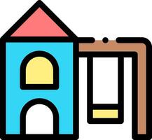 A colorful house with a swing and a swing set vector