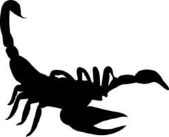 A scorpion is shown in black and white vector