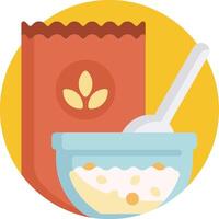 A bowl of cereal and a bag of cereal vector