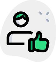 A person with thumbs up and a green hand vector