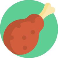 A chicken leg in a circle with a green background vector