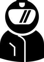 A black and white silhouette of a person wearing a helmet vector
