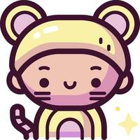 A cartoon character wearing a hat and a cat ears vector