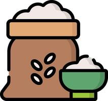 Bag of rice and bowl of rice vector