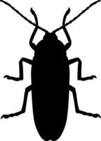 A black and white silhouette of a bug vector