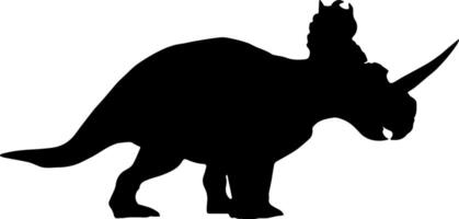 A silhouette of a dinosaur with a man riding on it vector