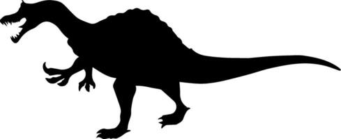 A silhouette of a dinosaur with its mouth open vector