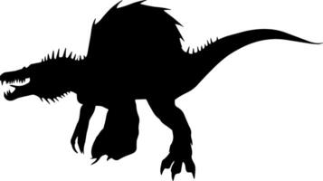 A silhouette of a dinosaur with its mouth open vector