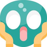A cartoon face with open mouth and hands vector