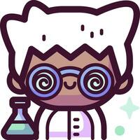 A cartoon character with glasses and a lab coat vector