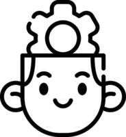 A black and white image of a man with a gear in his head vector