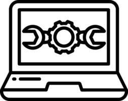 A laptop with a wrench on it vector