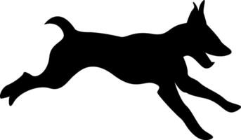A silhouette of a dog running in the air vector