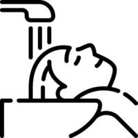 A black and white illustration of a person in a shower vector