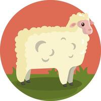 A sheep standing in a field with a red background vector