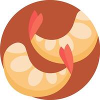 Two red and yellow dumplings with red hearts on them vector