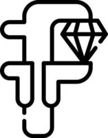 A diamond is shown in the middle of a letter f vector