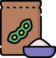 A bag of peas and a bowl of sugar vector
