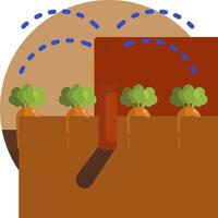 A cartoon illustration of a garden with carrots growing in it vector