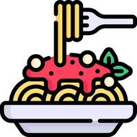 A plate with spaghetti and sauce on it vector
