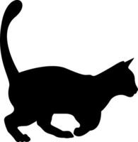 A black silhouette of a cat running vector