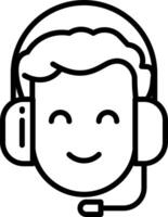 A black and white image of a man wearing headphones vector