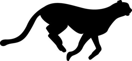 A black silhouette of a cheetah running vector