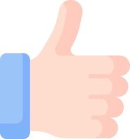 A hand with a thumb up and a blue button vector
