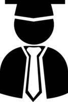 A black and white silhouette of a man in a graduation cap vector