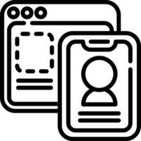 A black and white icon of a phone and a computer vector