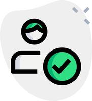 A person with a green check mark on their face vector